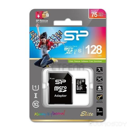 Карта памяти Silicon Power microSDXC Elite UHS-I (Class 10) 128GB (SP128GBSTXBU1V10-SP)